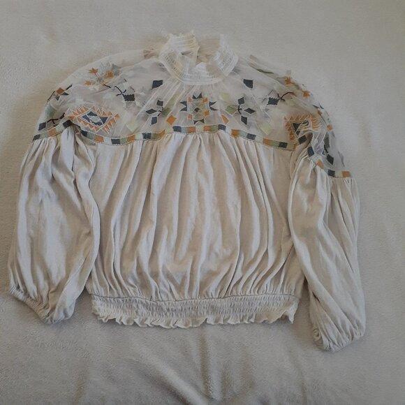 Free People Cream and Multicolor Embroidered Blouse - Picture 5 of 15